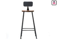 Simple Design Black Leather Bar Stools , Upholstered Metal Counter Height Stools 