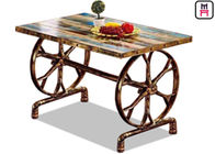 4ft*2ft Plywood / Cast Iron Table Base Industrial Style Coffee Table With Wheel Design