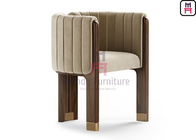 Walnut Wood Frame Upholstered Leisure Chair D55cm With Brushed Gold Details