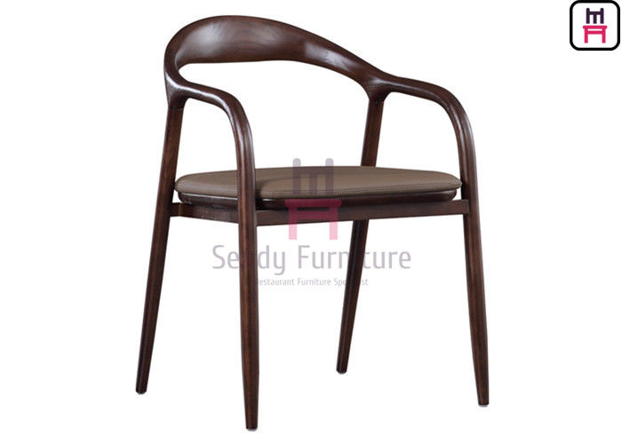 No Foldable PU Leather Ash Wood Dining Chair With Armrests