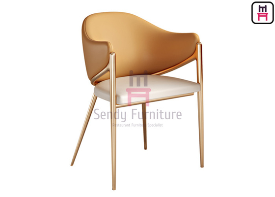comprar Las sillas de acero inoxidables de oro Eco del restaurante del color anaranjado cubren Uphosltered con cuero con los apoyabrazos online manufacture