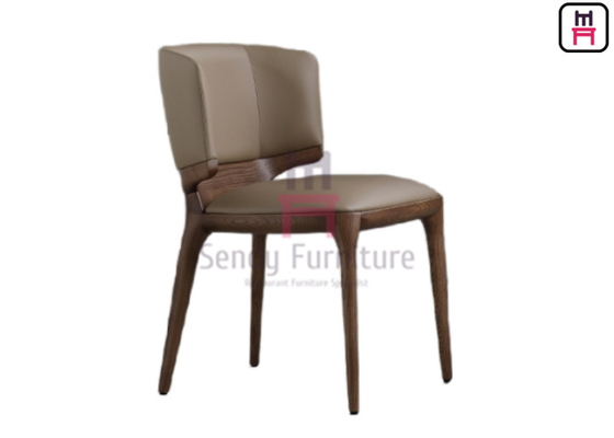comprar Silla de restaurante de madera tapizada de cuero gris sin reposabrazos online manufacture