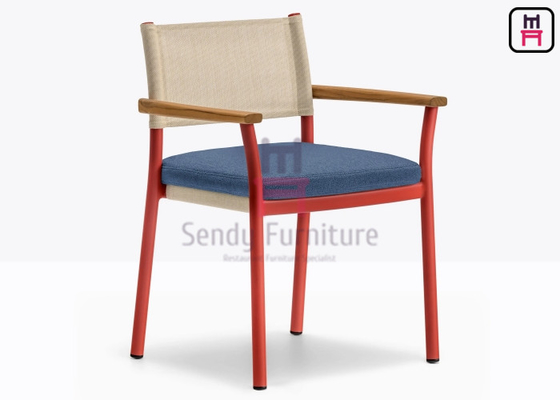 comprar Silla de comedor exterior apilable de marco de aluminio con cojín extraíble online manufacture