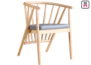 comprar El restaurante de madera vertical tapizado de la silla de la ceniza preside sillas de cena modernas de los asientos de cuero online manufacture