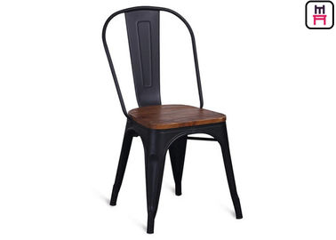 comprar el restaurante del metal del negro de la altura de los 86cm preside el taburete de bar de Tolix con Seat de madera online manufacture