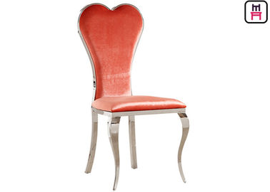 comprar Sillas del restaurante del oro/de la plata/de Chrome del acero inoxidable del terciopelo con la parte posterior roja del corazón online manufacture