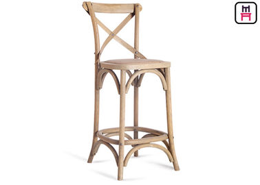 comprar Parte posterior rústica de la forma de Seater X de la rota del estilo de madera sólida de los taburetes de bar franceses del restaurante online manufacture