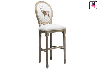 comprar Madera sólida de Lether de la parte posterior redonda de la tela real clásica del taburete de bar para alto Restsaurant de lujo online manufacture