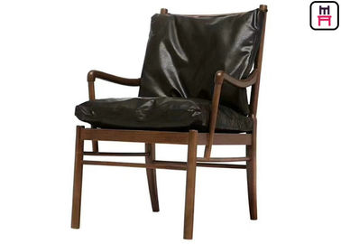 comprar Madera negra acogedora de la ceniza de la silla del sofá del restaurante del brazo con los asientos de cuero desprendibles online manufacture