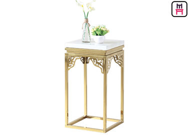 comprar Mesa de centro de mármol cuadrada elegante del acero inoxidable que talla el soporte de flor de la esquina online manufacture