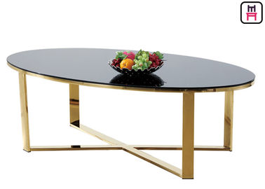 comprar Vidrio moderado/base de mármol rectangular oval del acero inoxidable de la forma de la mesa de centro X online manufacture