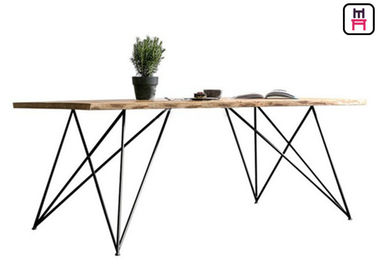comprar Mesa de comedor baja del restaurante de madera sólida con el marco metálico geométrico del oro de Rose online manufacture