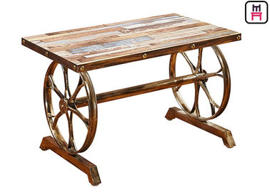 comprar mesa de centro industrial del estilo de la base de la tabla de la madera contrachapada de los 4ft*2ft/del arrabio con diseño de la rueda online manufacture