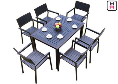 comprar 1 por 4/6 tablas al aire libre del restaurante fija el patio de madera plástico del marco metálico que cena los muebles online manufacture