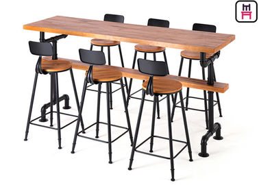 comprar Base del diseño del tubo de las tablas de la barra del restaurante del top de madera sólida con el reposapiés de Comfotable online manufacture