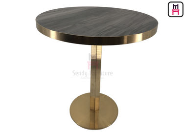 comprar Madera contrachapada de madera del grano de la forma redonda con la mesa de comedor de oro de la costura online manufacture