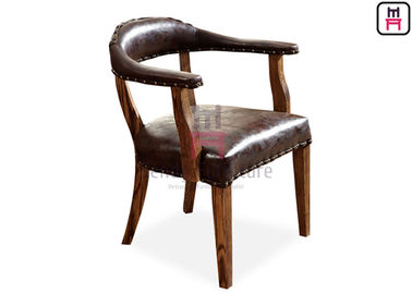 comprar Silla de cuero rústica interior de Brown/madera de roble robusta que cena la silla con los apoyabrazos online manufacture