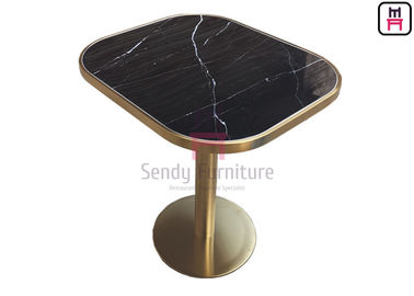 comprar Modelo oval del mármol de la mesa de comedor del restaurante de la forma de cerámica con la costura de oro online manufacture