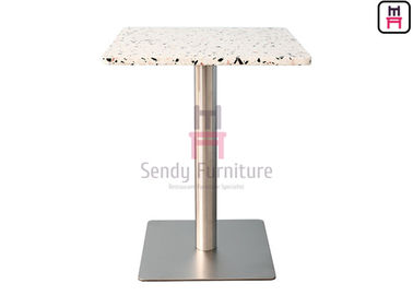 comprar mesa de comedor del restaurante de la piedra del cuarzo del grueso de los 2cm con la base del acero inoxidable de Chrome online manufacture