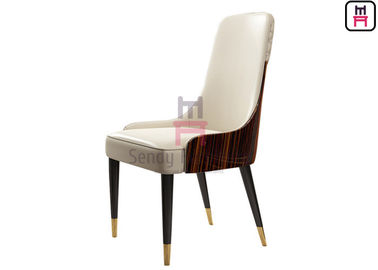 comprar Alto respaldo brillante de la chapa del ébano con el hotel de madera apropiado del hardware del LOGOTIPO que cena la silla online manufacture