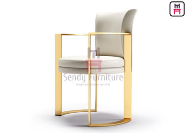 comprar Sillas de cobre amarillo de electrochapado del comedor de la parte posterior del alto con la pierna del acero inoxidable online manufacture