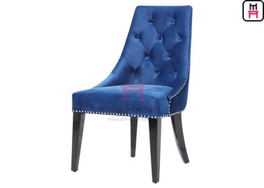 comprar Alto Blue Velvet trasero empenachado tapizado cenando sillas con las piernas negras del hierro online manufacture