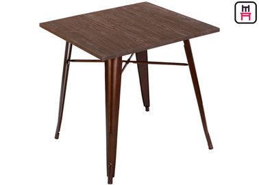 Mesa de comedor de la altura del contador de Quare, mesa de comedor de Tolix de la reproducción de la estopa del metal del top de madera sólida