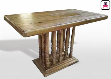 Mesa de comedor del restaurante del rectángulo del vintage con la columna romana rústica de madera sólida
