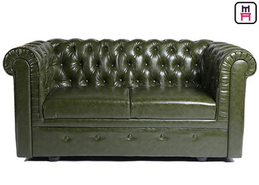 Asiento del sofá de la cabina del pasillo del hotel del cuero de Brown con la decoración del Pin del cobre del botón de Chesterfield
