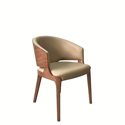 Silla de restaurante personalizable de madera con fresno blanco macizo y cuero sintético de primera calidad para espacios de comedor elegantes