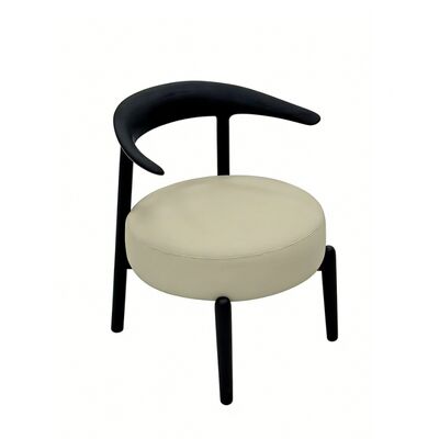 Modern Ergonomic Ash Wood Dining Chair, Armless Curved Back, Thick Plush Cushion, Solid Wood Restaurant Chair for Home & Commercial Use, Black Finish