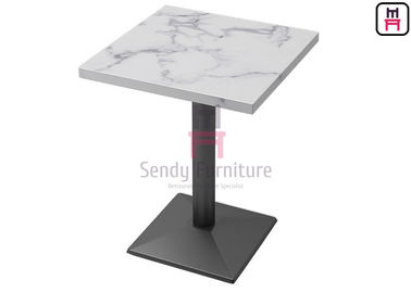 Mesa de comedor de mármol de formica del hotel del modelo HPL con la base pesada del arrabio del color negro
